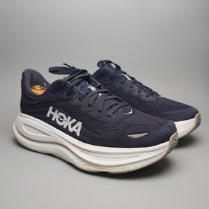 Hoka One One Bondi 8 US 11D Mens Running Shoes Navy Blue White
